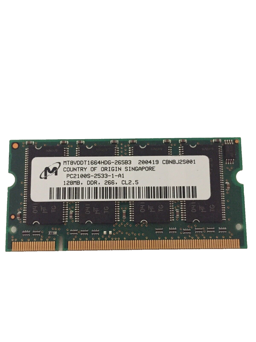 Micron PC-2100 128MB SO-DIMM 266MHz DDR Memory (MT8VDDT1664HDG-265B3),