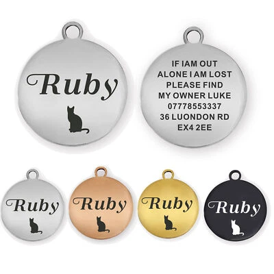 EDSG Personalised Dog Tag Pet Cat Collar Free Engraved Name Disc Large /Small ID Tag