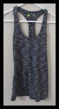 Xersion Ladies Racerback Top Fitted Black & White Stripe Size M