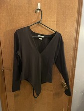 Aritzia Babaton Contour V-neck Longsleeve Bodysuit Black XL NWOT