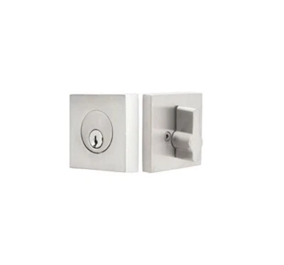 EMTEK S50003-SS Epltome Square Single Sided Deadbolt SS 2 3/8" Bkst w/2 Keys