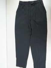 ESCADA by Magaretha Ley Wool Stretch High-waist Pleats Slim leg Black Pants 38