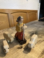 Schäfer mit 3 Schafen,Holz,aus Bernau im Sch...