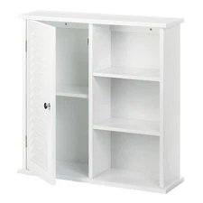 Wall Cabinet With Shelves Wood Home Decorative Collectible - White