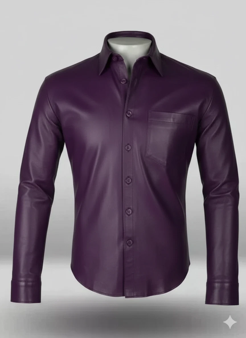 New Men's Purple Leather Shirt 100% Lambskin Made To Measure Stylish Shirt
Opens in a new window or