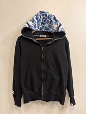 Bape Men  s Sz Small/Medium Black ABC Camouflage Shark Full Zip Hoodie zipper 