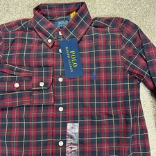 Polo Ralph Lauren kids youth 5 Plaid Button Down Shirt Long Sleeve holiday Red