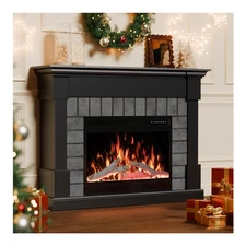 Electric Fireplace Mantel Package Wooden Surround Firebox TV Stand Free Standing