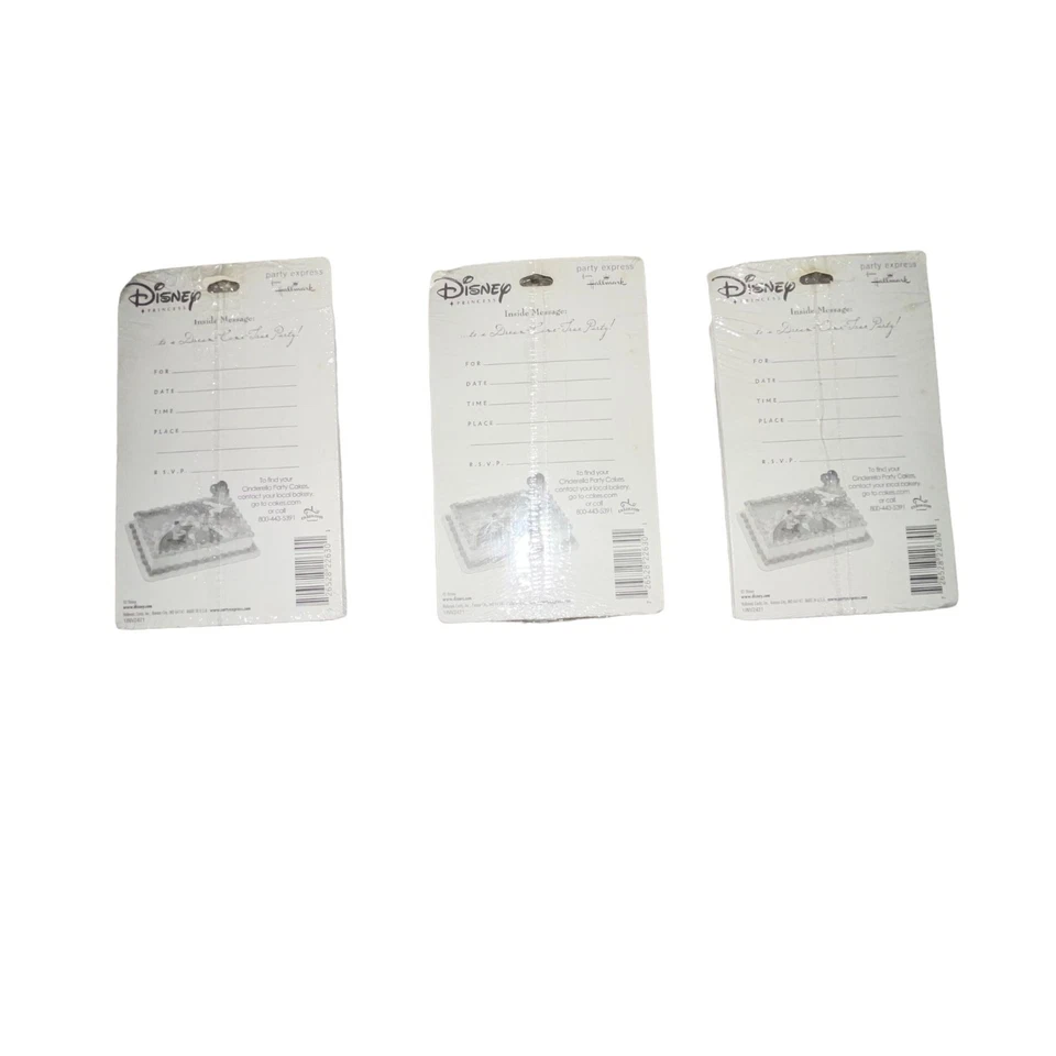 Nuevo en Paquete Sello Disney Cenicienta Fiesta de Cumpleaños Invitaciones 3 Paquetes de 8 Princesas Foto 2 de 3