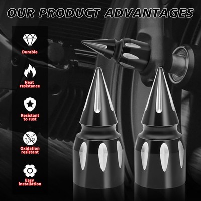 Extra-Long Waterproof Left & Right Front Axle Nut Covers For Dyna 2008-later