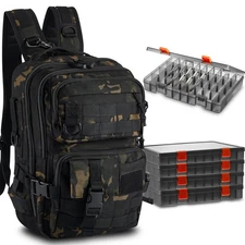 Fishing Tackle Backpack with Rod Holders and 4 Tackle Boxes Large Storage Fishin