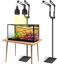 Dual Reptile Lamp Stand Reptile Light Stand with 2 Brackets Height Adjustable