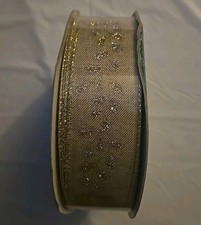 Kirkland Wire Edge Taupe ,Floral Petals Ribbon 50 Yards Christmas 1.5" W New