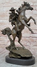 Rare Sculpture Bronco Buster Original Western Cowboy Horse Rodeo Rider Art Gift