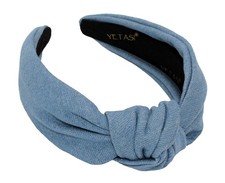 Denim Light Blue Headband Womens Jean Knotted Top Knot Girls Fashion Hair