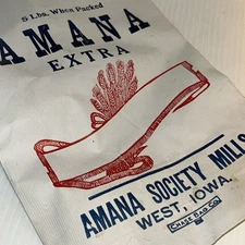 Vtg Paper Sack Bag 5lbs Flour Amana Society Mills West Iowa Chase Bag Co/209g