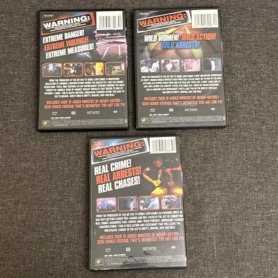 COPS Too Hot For TV show- 3 DVD LOT Bad Girls, Shots Fired, Caught In The Act - Image 3 of 4