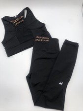 Fabletics Active Set Womens Medium Black Leopard Sports Bra Leggings