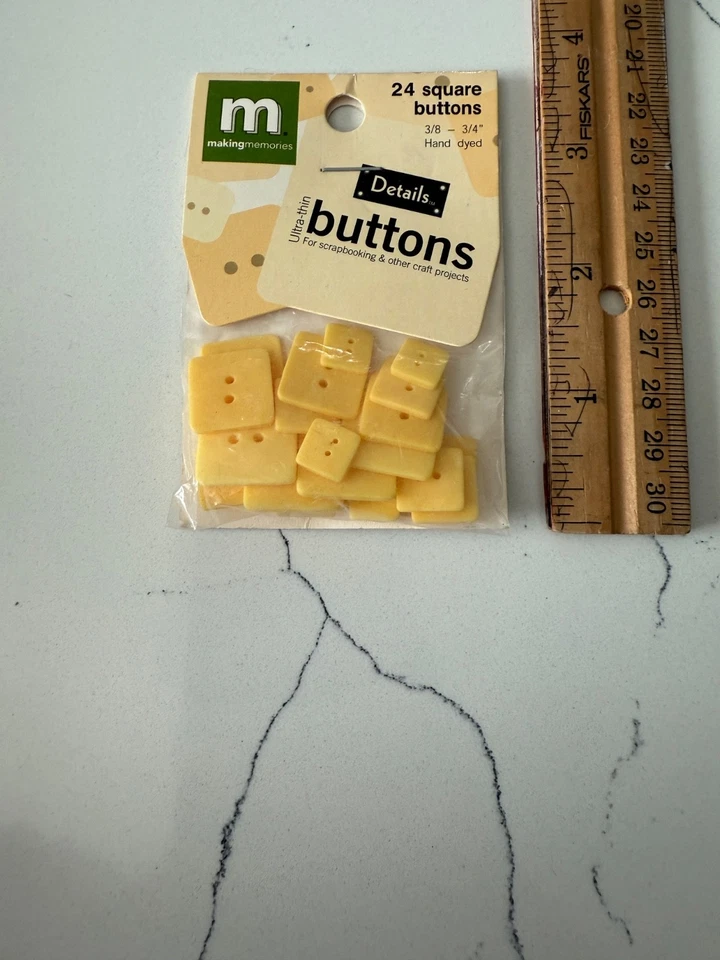 Making Memories 24 Square Lemon Ultra-Thin Buttons 3/8"- 3/4" Scrapbooking - Image 2 of 4