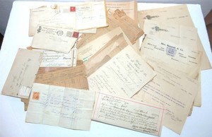 Lot Antique Vtg Ephemera 1869-1955 Letters Invoices Receipts Will Deed