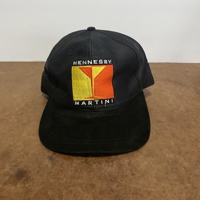 Vintage Hennessy Hat Black Mens One Size Suede Brim Cap Martini Snapback 90s
