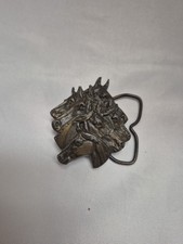 1976 BERGAMOT BRASS WORKS 6 HORSE HEAD BELT BUCKLE