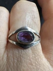 Vintage Silver Mark Sterling Silver Amethyst Ring -UK Size N/O