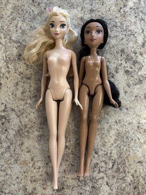 Lot x2 Frozen Movie Elsa Disney Princess Doll & Aladdin Jasmine Nude Dolls Doll