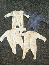 Animal Tiny Baby Sleepsuit Bundle 4 Piece Set Zip Up All In Ones 6lbs Neutral