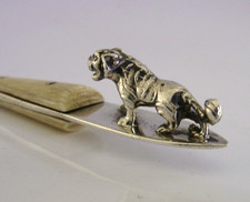ENGLISH SOLID STERLING SILVER TIGER LETTER OPENER 1976 ANIMAL DESK ITEM