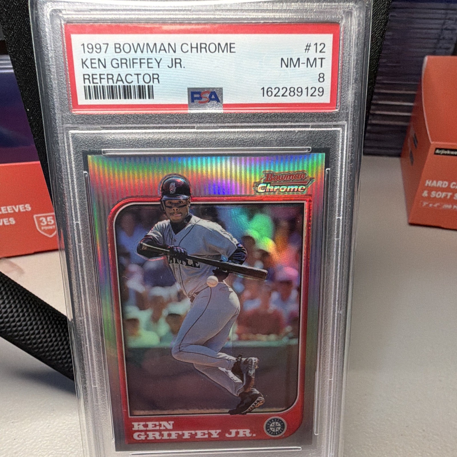 Bowman Chrome 1997 Ken Griffey Jr #12 Refractor PSA 8 Seattle Mariners
