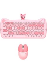 Cute Cat Keyboard and Mouse Combo with Magnetic Cat Figure   Wireless 2.4GHz