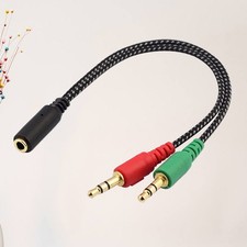 Pc Audio Adapter Female To 2 Male Headset Microphone Splitter Cable For Laptop