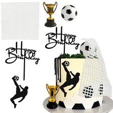 Football Cake Topper Soccer Birthday Decoration with Soccer Player Trophy Soccer