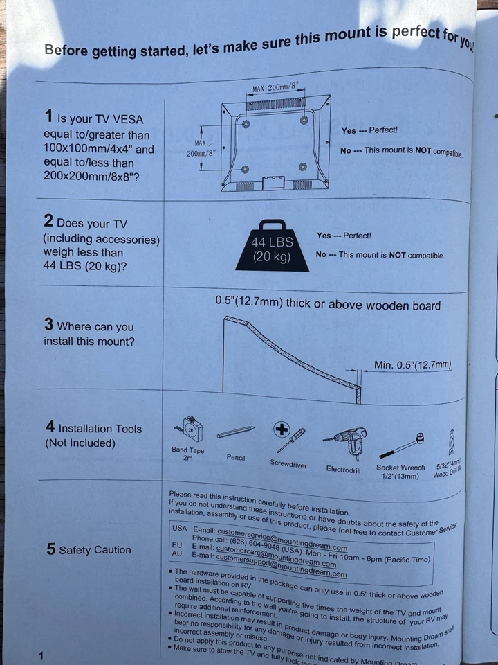 Montaje Dream Full Motion TV Mount Mdl 2210 hasta 44 lb, 17” a 39” Foto 3 de 4