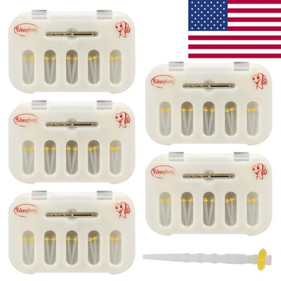 5 pack Dental Fiber Post Resin Screw Thread Quartz 50pcs+5 Drills
