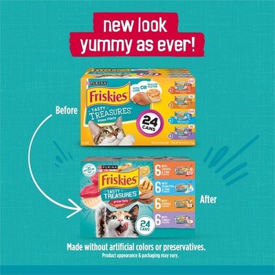 Purina Tasty Treasures Wet Cat Food Variety Pack 24 Cans Real Poultry Fish New