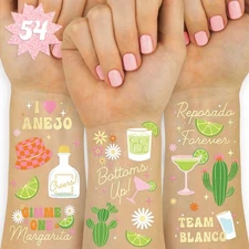 , Margarita Temporary Tattoos - 54 Gold Foil Pcs | Tequila Bachelorette Party...