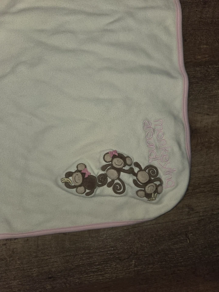 Vintage Gymboree Pink Baby Blanket Lovey Monkey Monkeying Around 2007- - Image 3 of 4