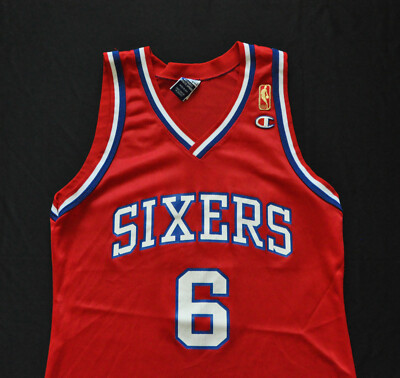 JULIUS ERVING DR J 76ERS SIXERS 50th GOLD NBA LOGO Champion Jersey 40  MEDIUM MEN