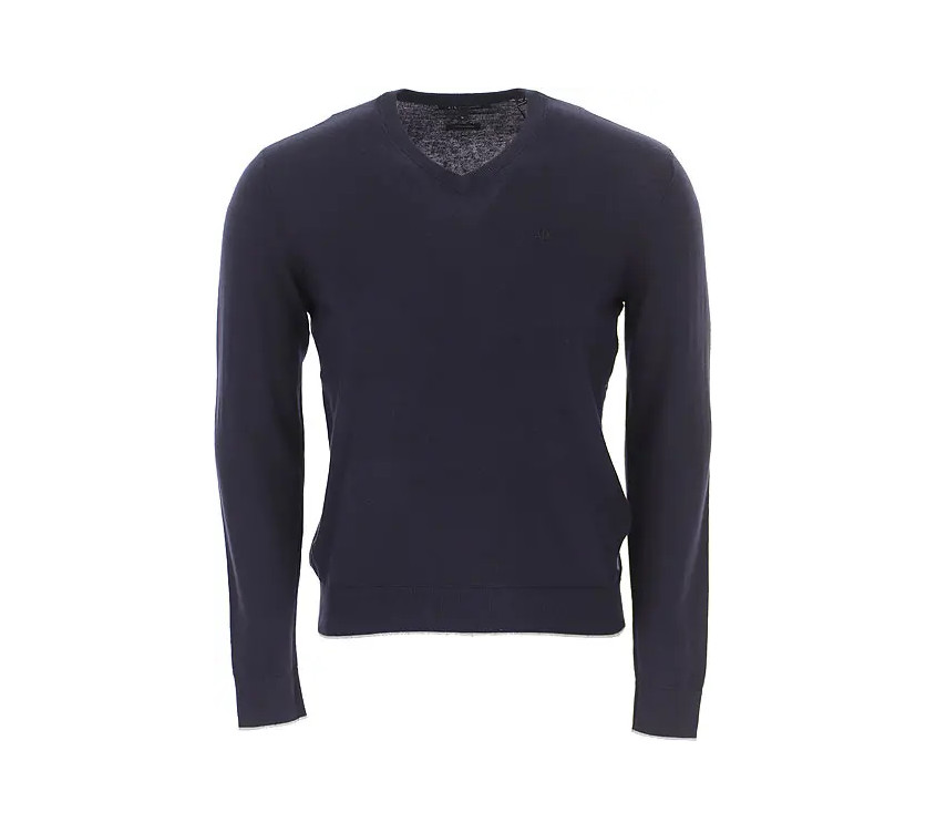 Мужской шерстяной пуловер Armani Exchange темно-синего цвета с V-образным вырезомXL 16390₽