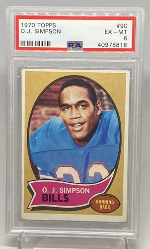1970 Topps Football OJ Simpson Rookie RC #90 PSA 6 EX-MT BILLS HOF THE JOICE