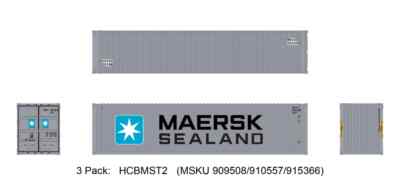AURORA MINIATURES HO HCBMST2 40' Hi-Cube Dry Container 3-Pk Maersk Sealand #2