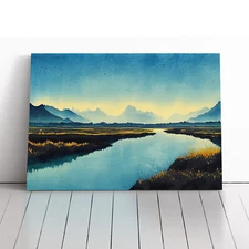 River To Mountains Vol.1 Canvas Wall Art Print Framed Picture Decor Living Room