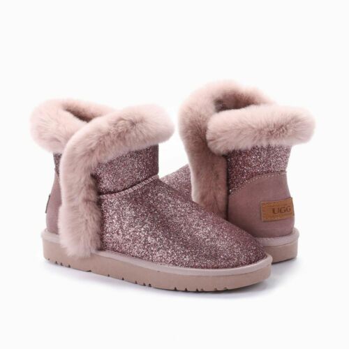 OZWEAR UGG OB499 Hailey Glitter Fur Boots rabbit fur kids boots inner wool - Picture 1 of 10