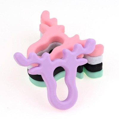 Baby Newborn Silicone Teether Antlers Deer Mommy Teething Necklace Q