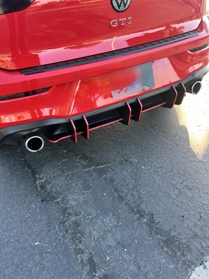 MAXTON RACING DURABILITY REAR DIFFUSER V.2 VW GOLF 8 GTI - BLACK WITH RED CORE