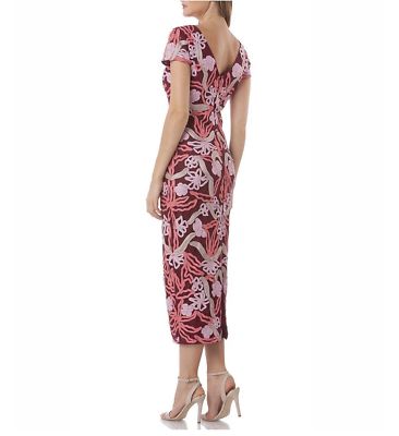 JS COLLECTIONS EMBROIDERED FLORAL SOUTACHE MIDI WINE/RASPBERRY DRESS sz 2 |  eBay