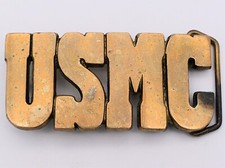 USMC Marine Corps Solid Brass 1980s Vintage Belt Buckle