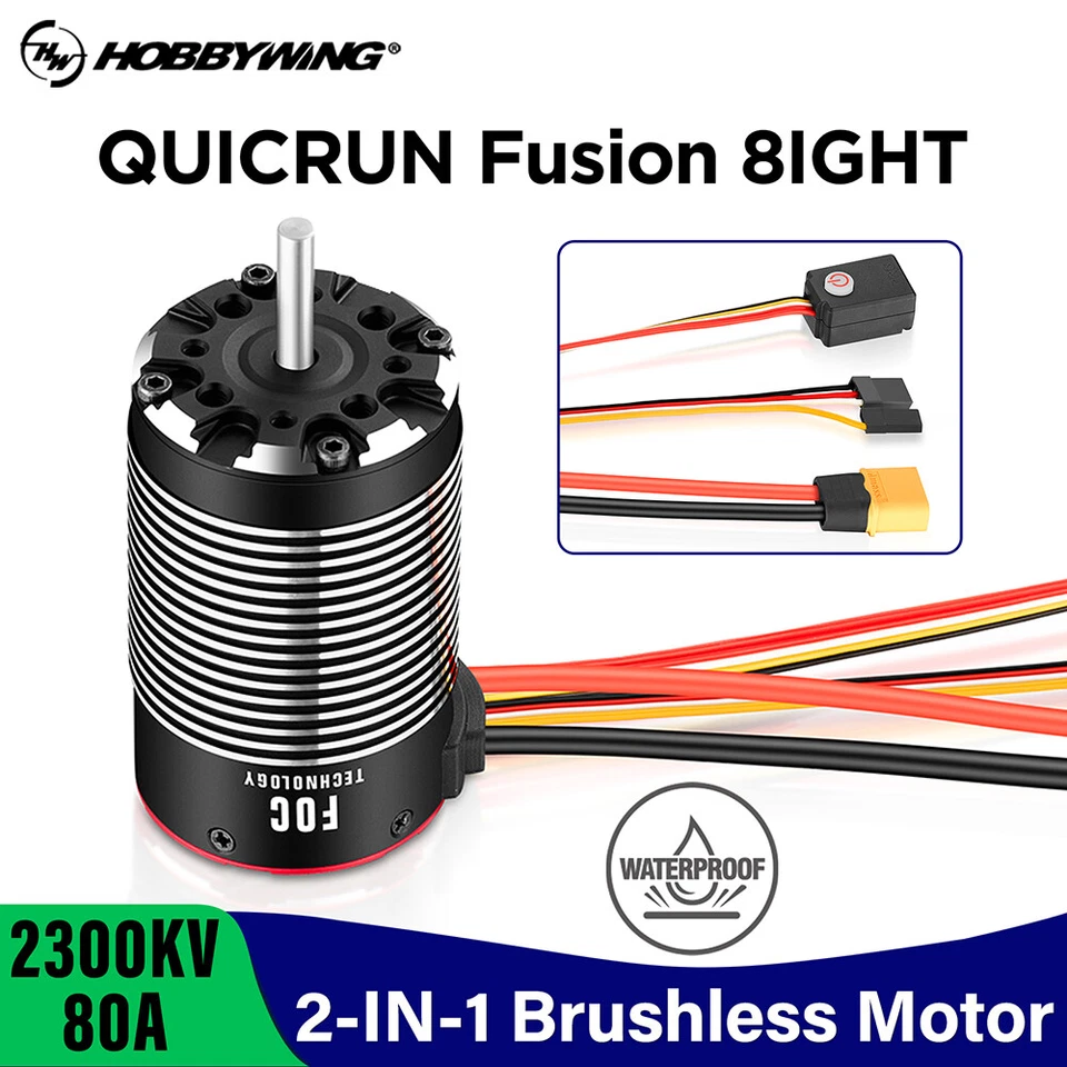 HOBBYWING QuicRun Fusion 8lGHT 2in1 Brushless Motor 80A ESC For RC 1/8 Car - Image 3 of 4